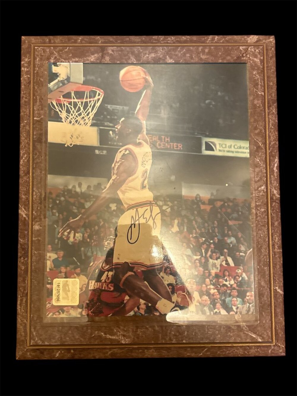 Framed Antonio McDyess Autographed Photo Dunking